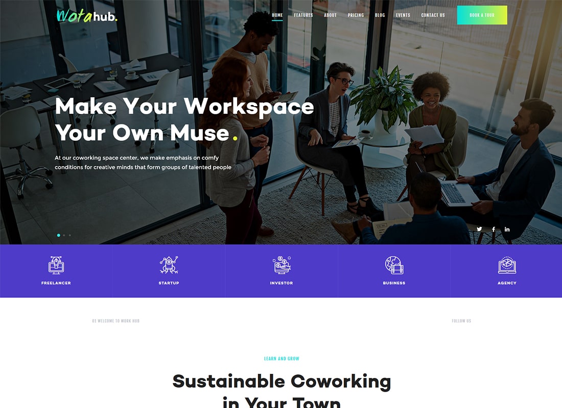 Wota Hub |  Tema WordPress Ruang Kerja Bersama