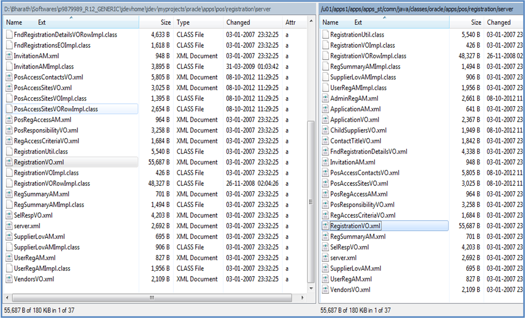 File structure of VO in server and Jdeveloper