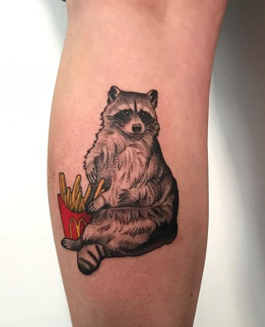 Racoon French Fries Tattoo