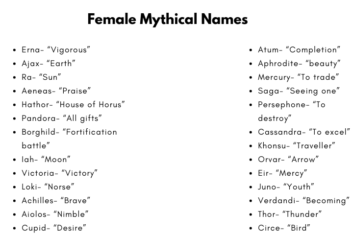 Female Mythical Names