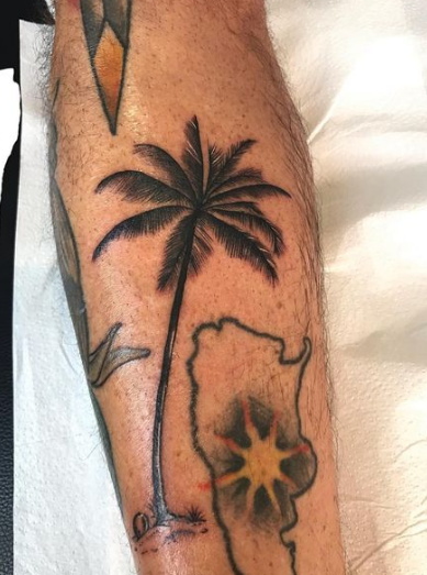 Fired Palm Tree Tattoo