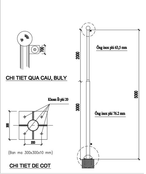 phụ kiện cột cờ inox
