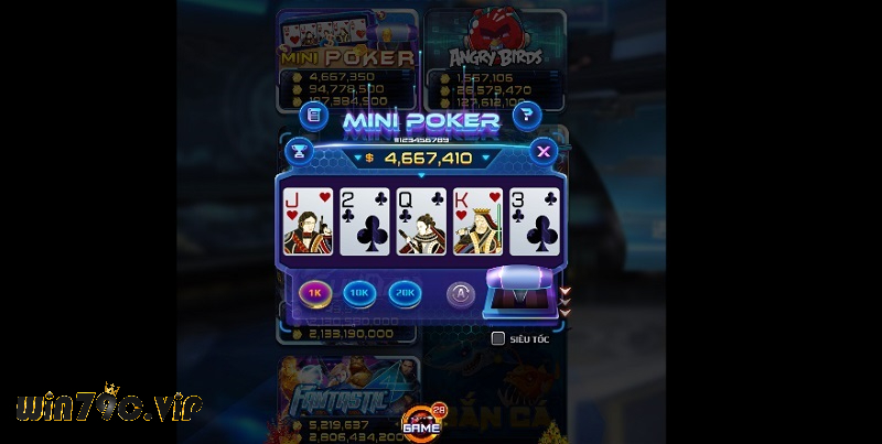 Mini Poker là tựa game nhanh chóng và giúp kiếm tiền đơn giản