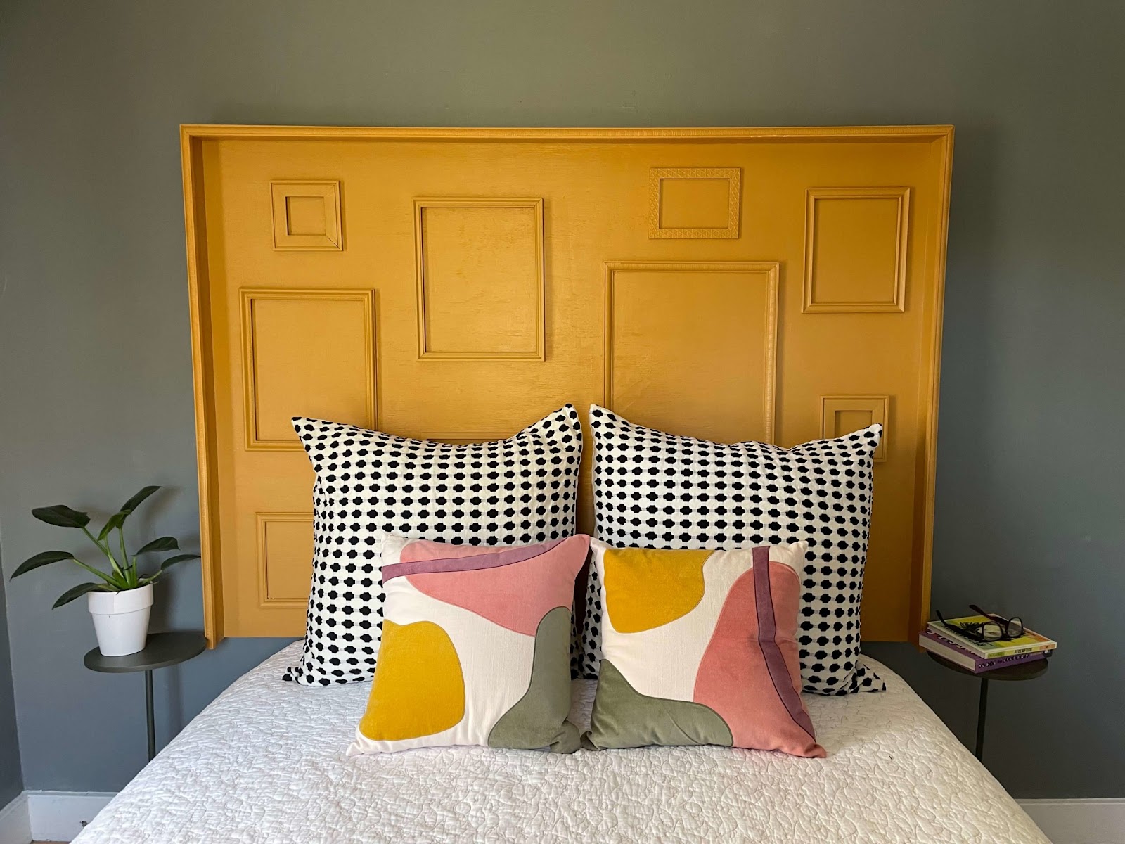 DIY Headboard made from plywood and frames