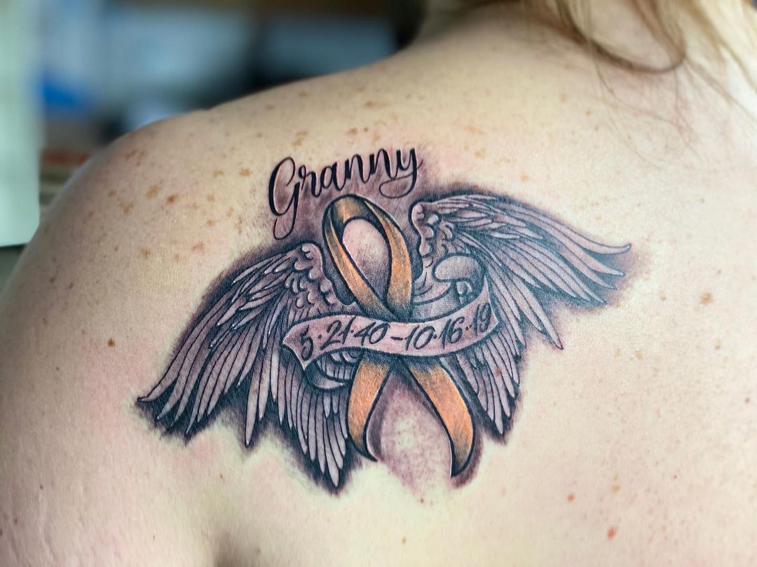 Granny Memorial Wings Tattoo