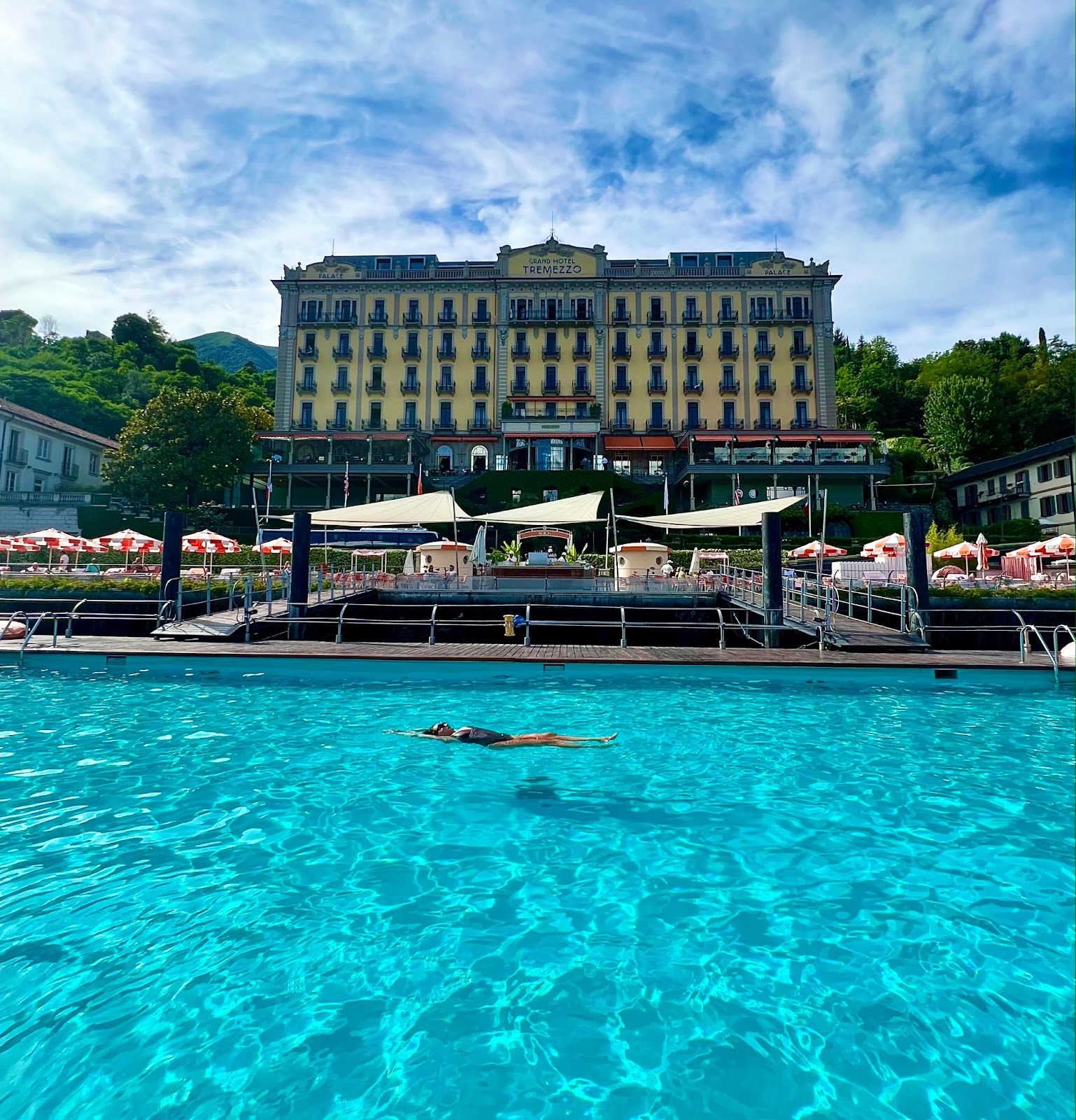 a person swimming in a pool