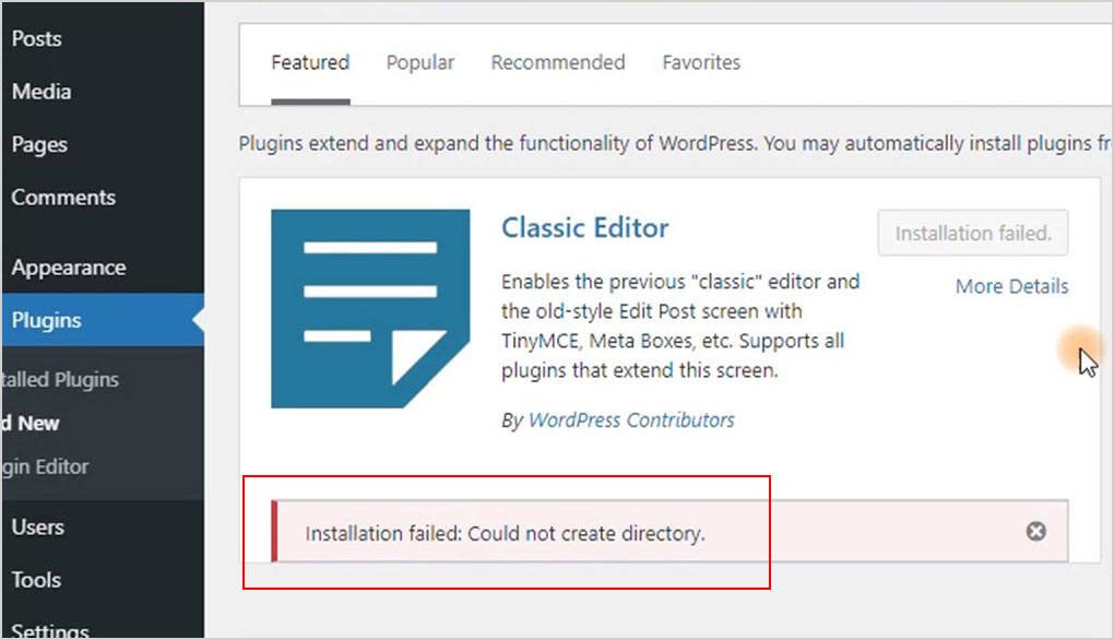  fix 'Could Not Create Directory' error