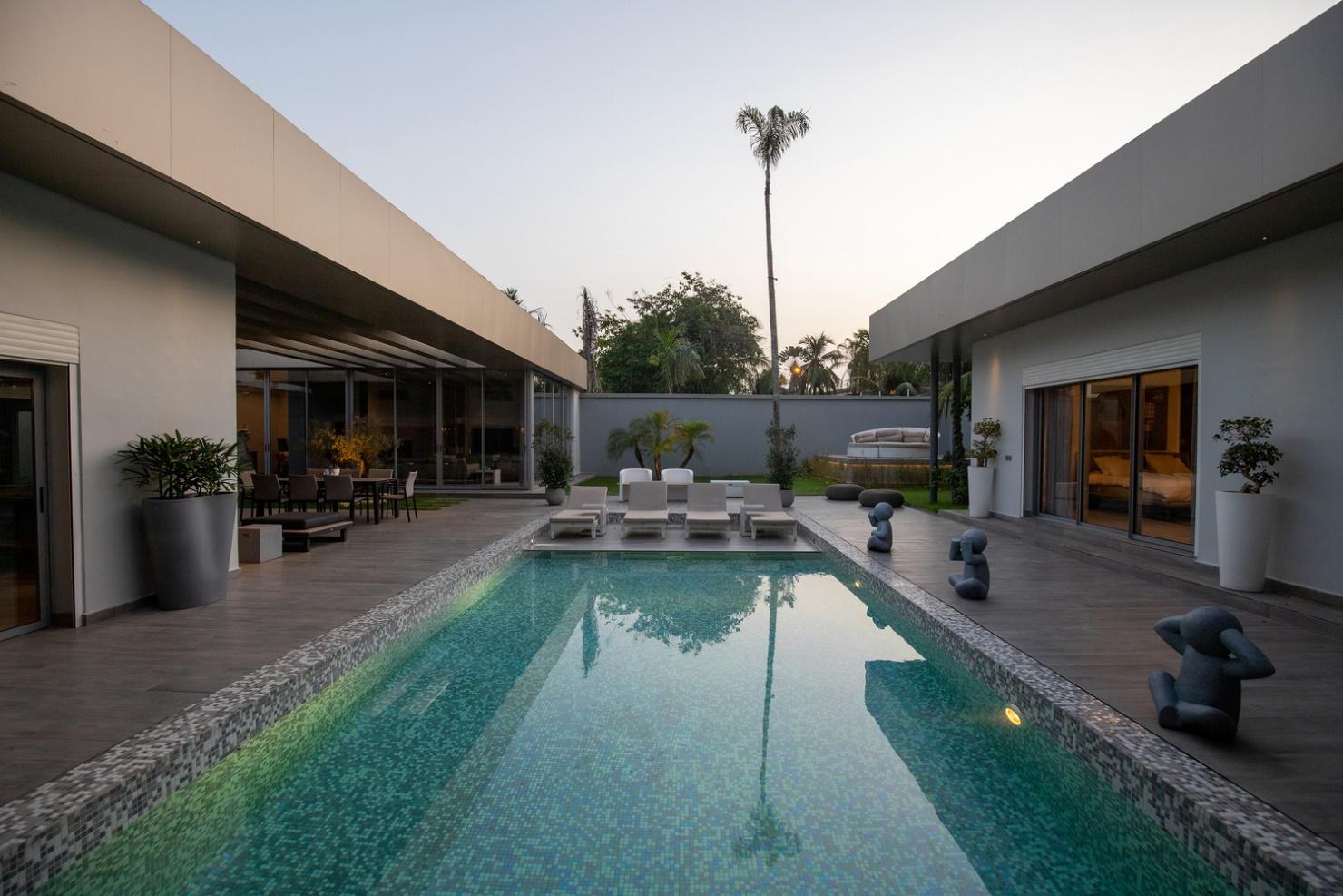 One Story House Project with Courtyard & Swimming Pool