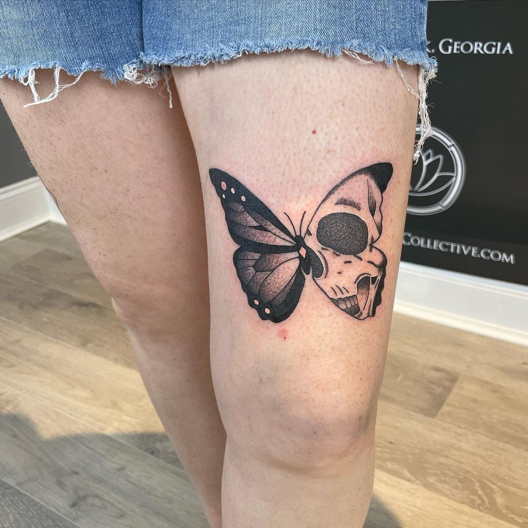 Skull And Butterfly Tattoo