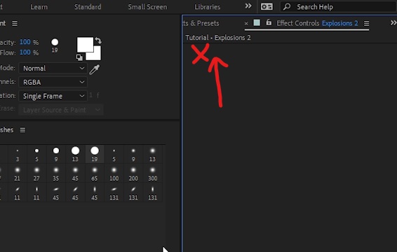 In effect controls panel, delete paint effect