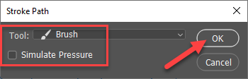 Brush is selected for the Tool and Simulate Pressure is unchecked