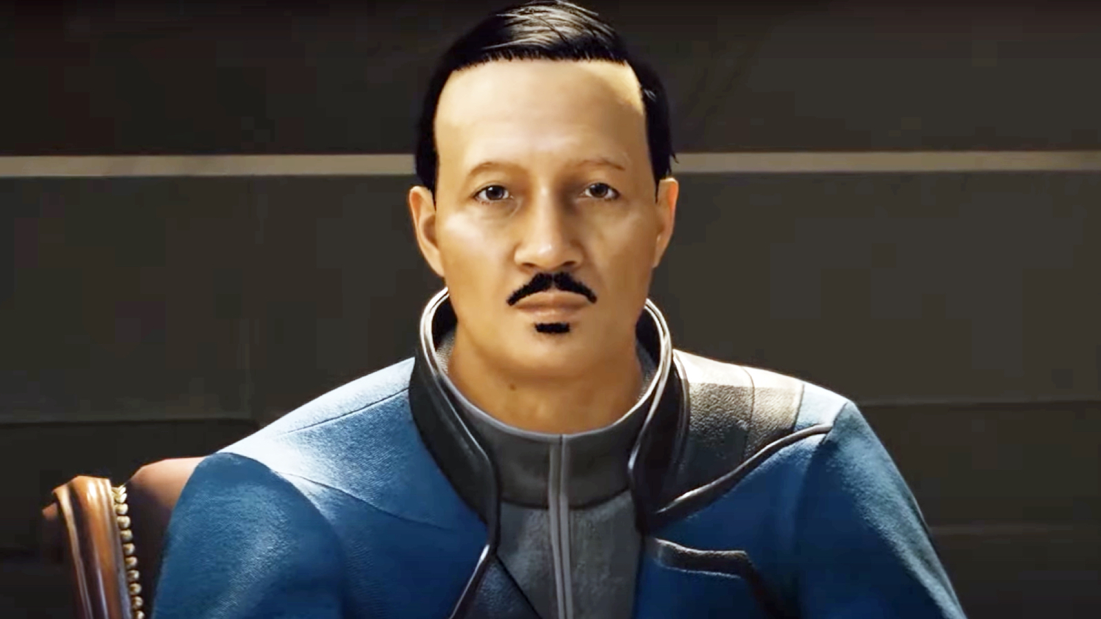 An in game screen shot of the character Oktai Embaya from the game Starfield. 
