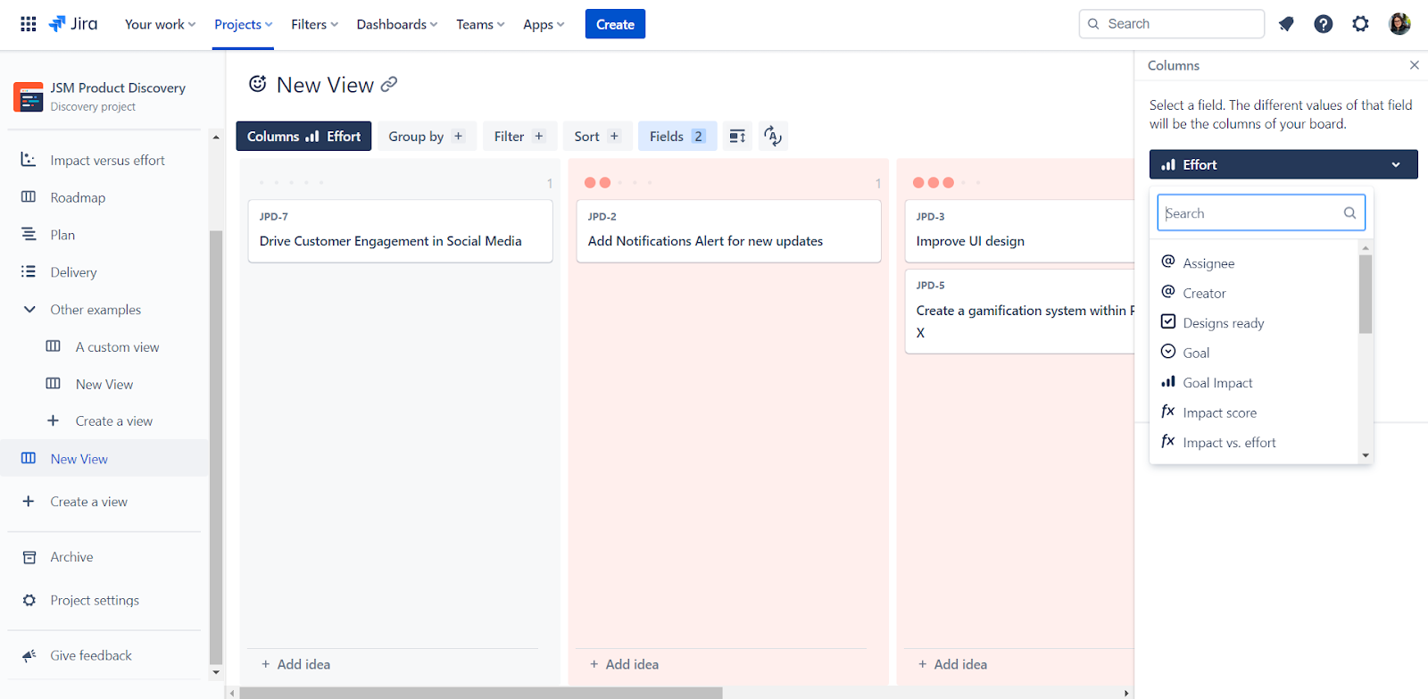 Edit new view in Jira Product Discovery