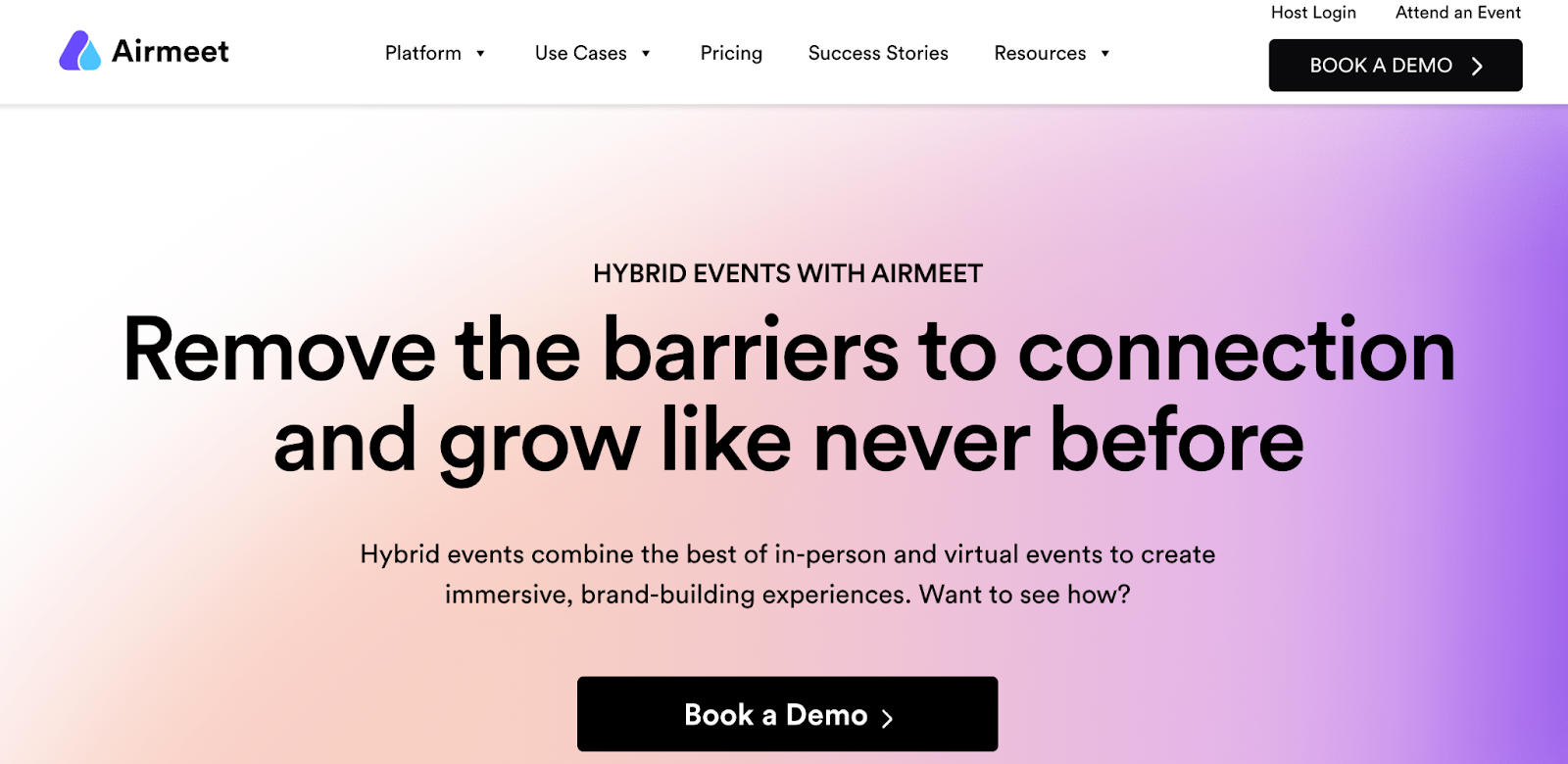 Screenshot of Airmeet's website
