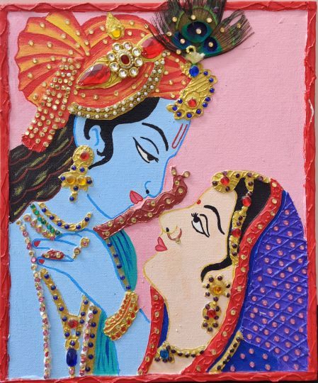 radha krishna Acrylic painting on canvas board