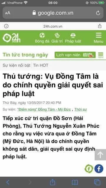 CẦN LẮM QUYẾT ĐỊNH SÁNG SUỐT CỦA BỘ CHÍNH TRỊ TRONG VỤ ÁN ĐỒNG TÂM ĐỂ KHÔNG GÂY THÊM CHIA RẼ LÀM SUY YẾU QUỐC GIA