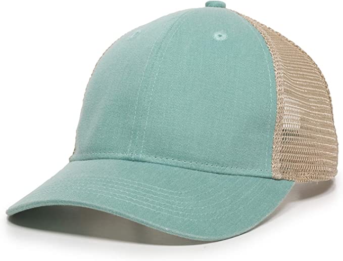 Ladies Fit Blank Heavy Washed Soft Cotton Twill Structured Ponytail Mesh Back Hat - Adjustable Size Baseball Cap for Women
