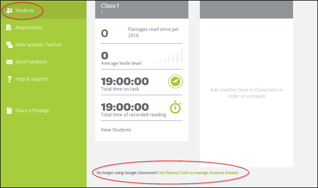 Use Fluency Tutor to manage students instead