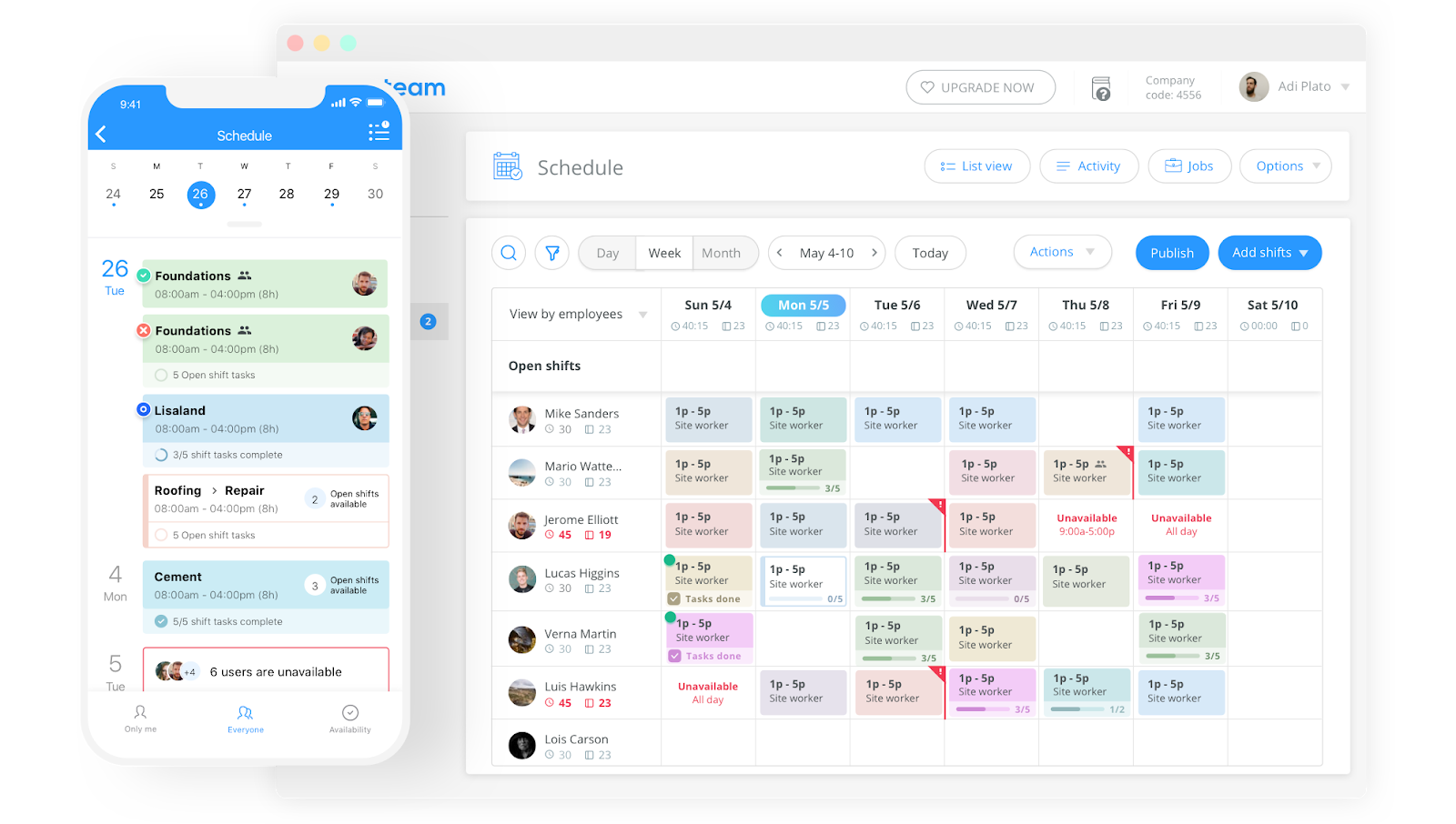 connecteam employee schedule excel alternative user interface