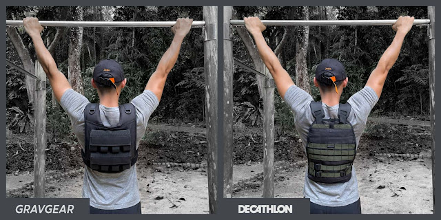 Grav Weight Vest and Decathlon Weight Vest rear back view of a man model