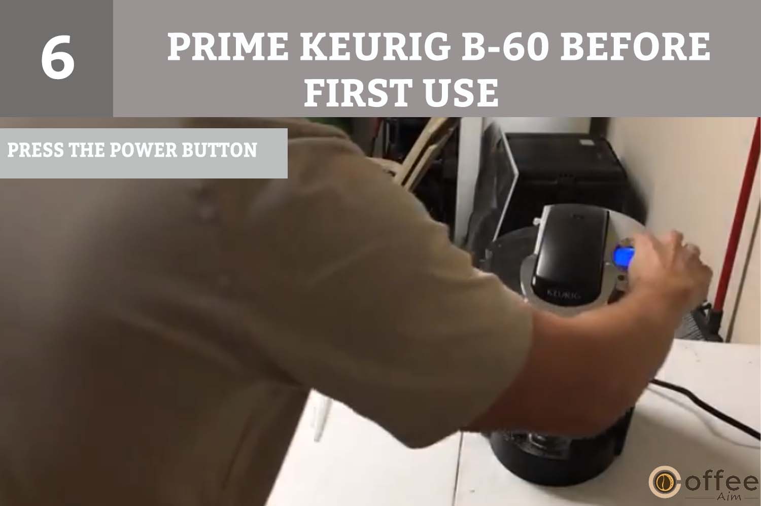 To turn on your brewer, press the power button located above the LCD control center.