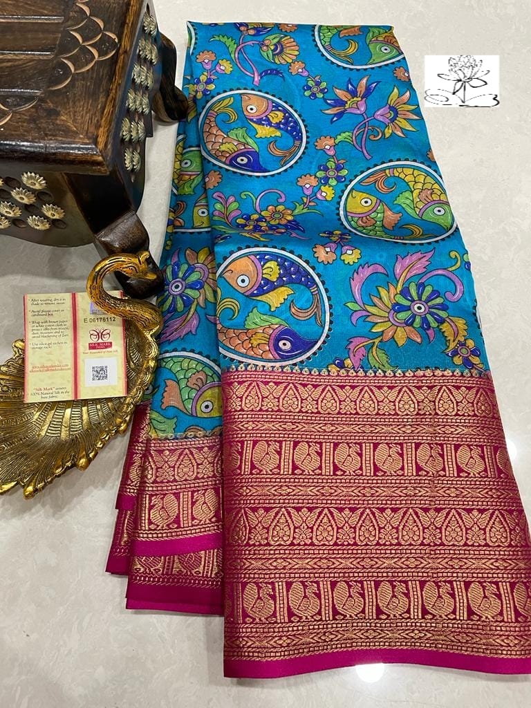 Banaras pure dupian pure silk... penkalamkari Digital prints saree