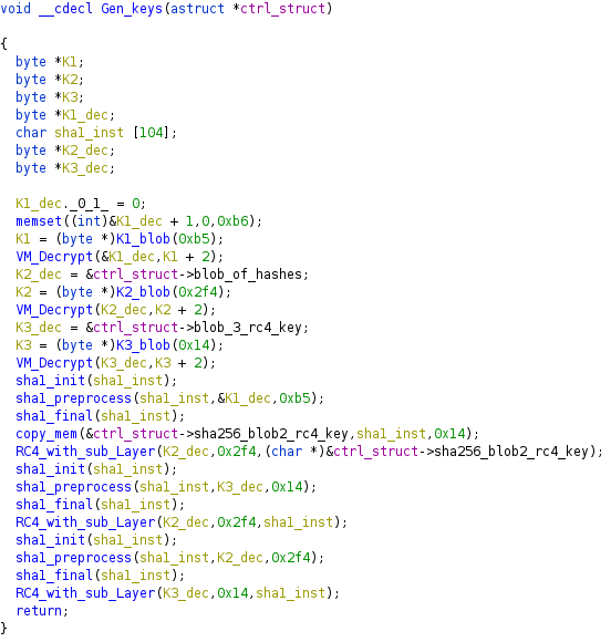 Key generation function to decrypt strings