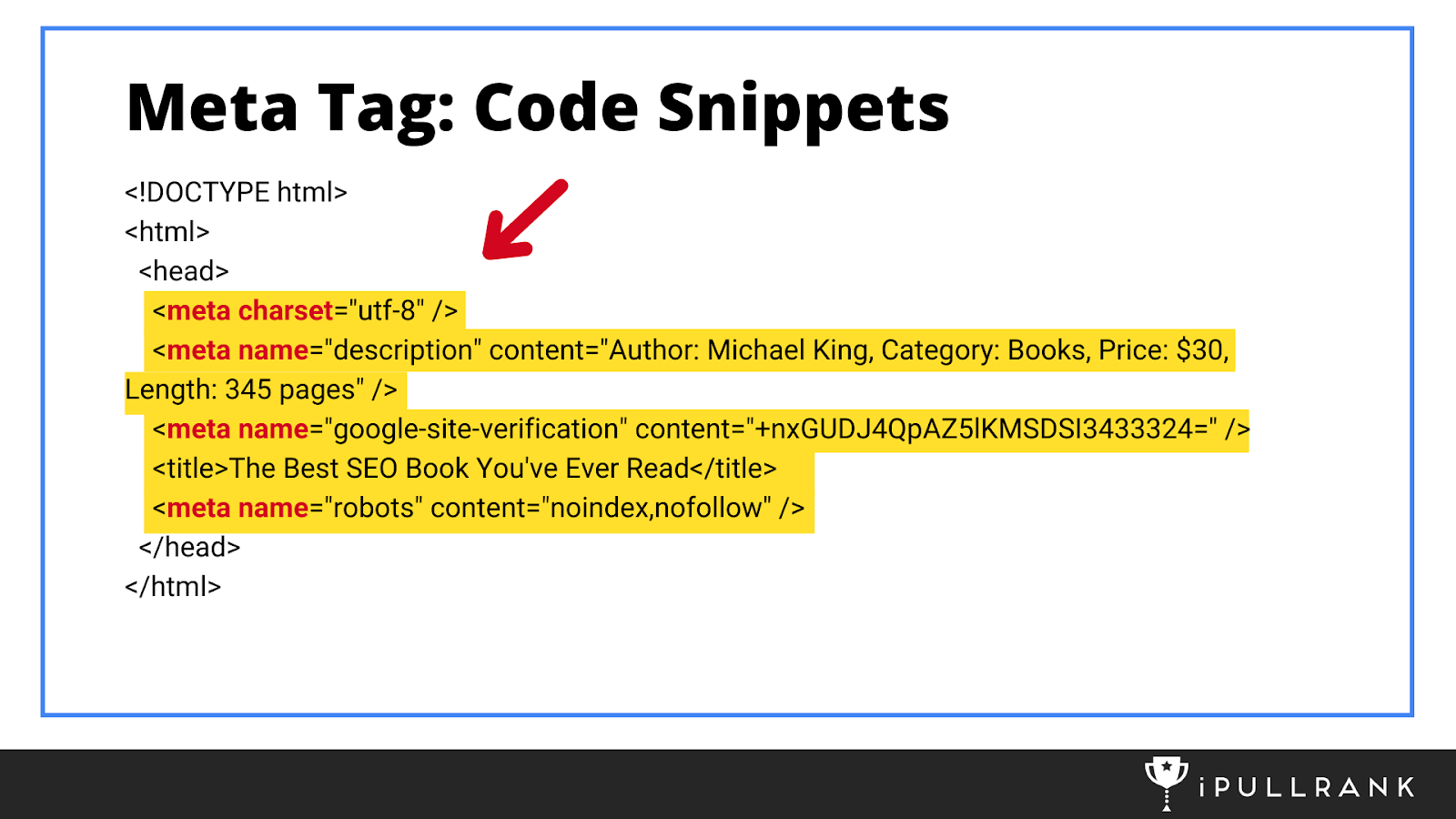 Meta Tag Code Snippet example