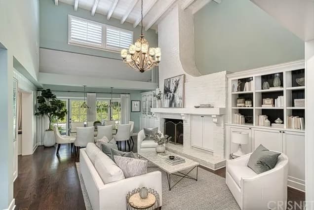 Living room with white furniture