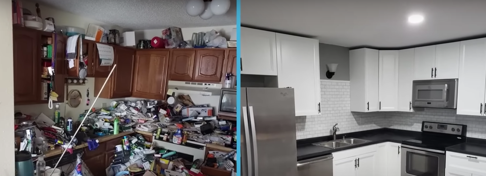 before and after of a hoarder house