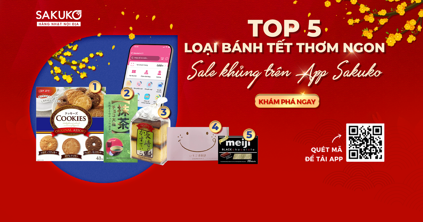 Top 5 loại bánh Tết thơm ngon sale khủng trên App Sakuko