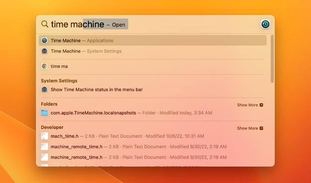 Mac Time Machine feature