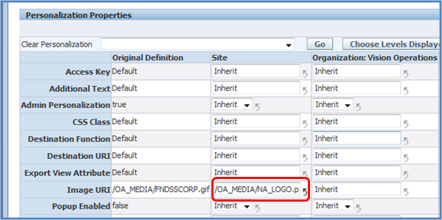 Changing image URI at site level