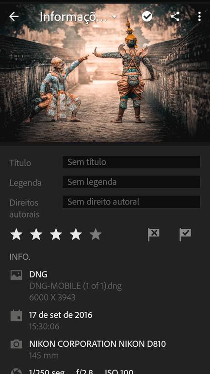 informacoes da fotos no aplicativo