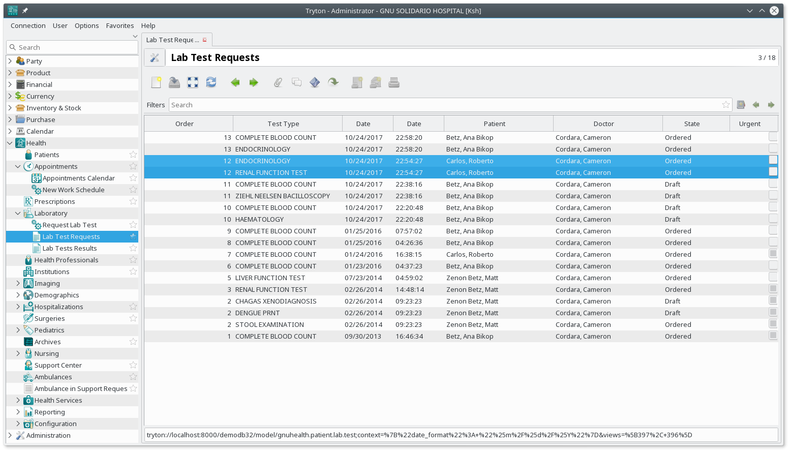 ตัวอย่างหน้าตาของ LIS หรือ Laboratory Information System