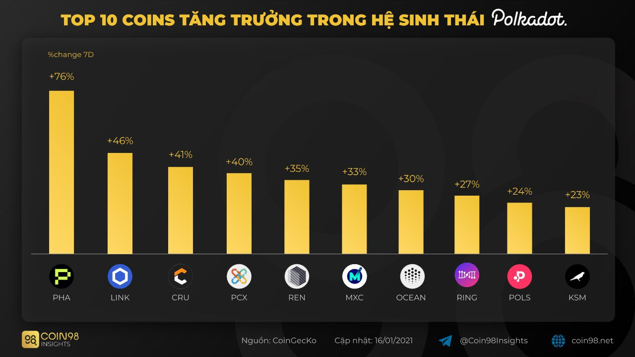 top coin hệ sinh thái Polkadot