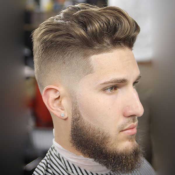 Haircut for medium length men with high skin gradient