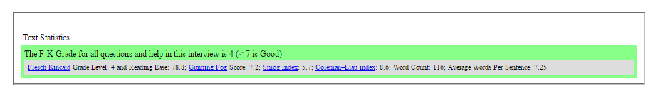 Readability in full report