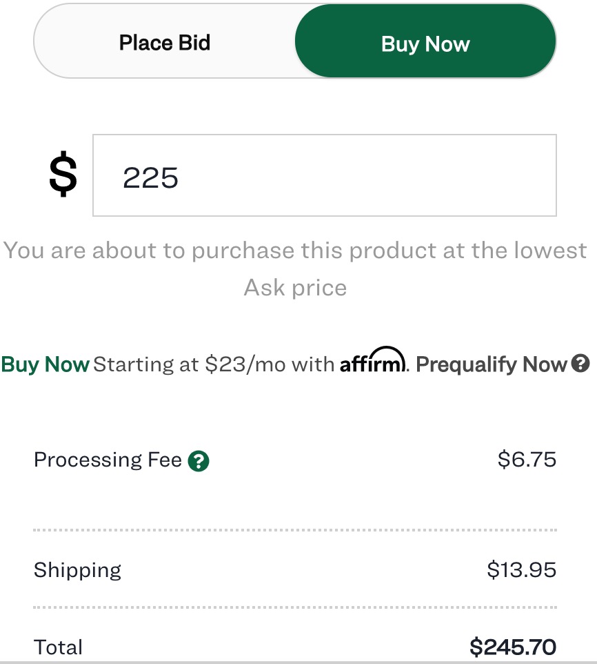 buy now option on StockX