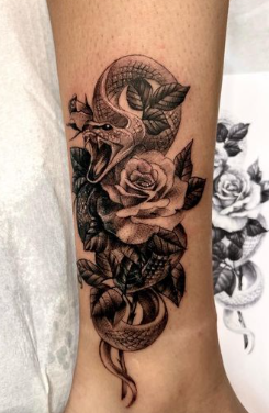 Snake And Rose Cover Up Tattoo Ideas