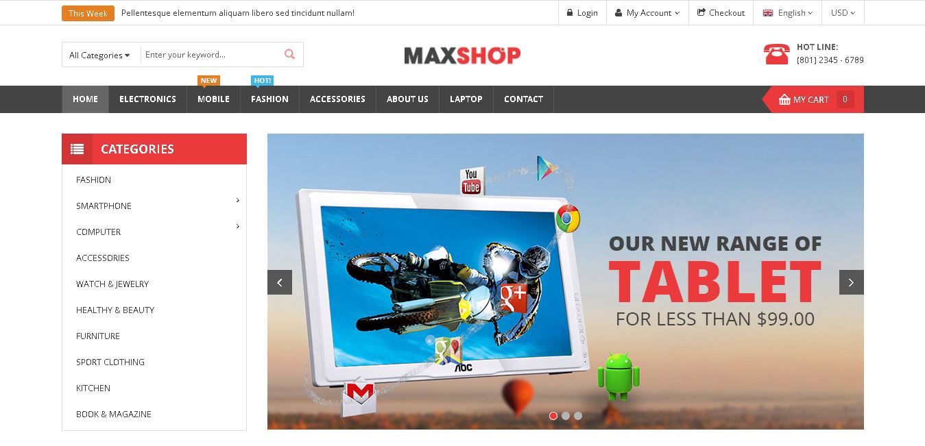 Digital products magento theme maxshop