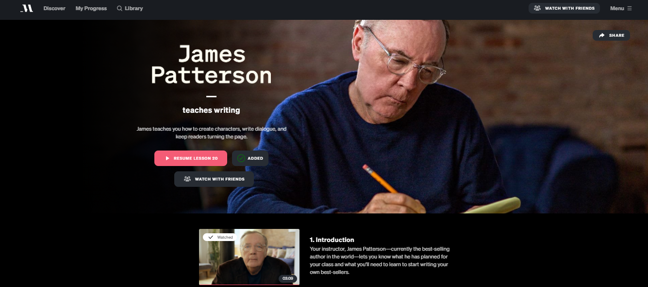 James Patterson Masterclass Review