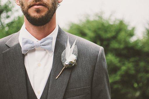 Groom, Beard, Bow Tie, Brooch, Fashion