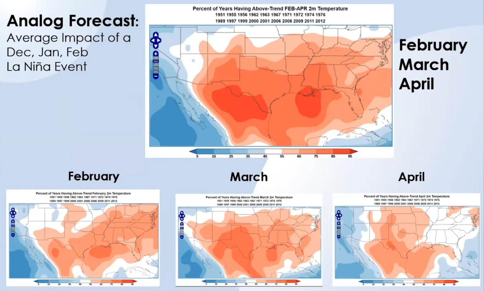 La Nina Temperatures Feb-April