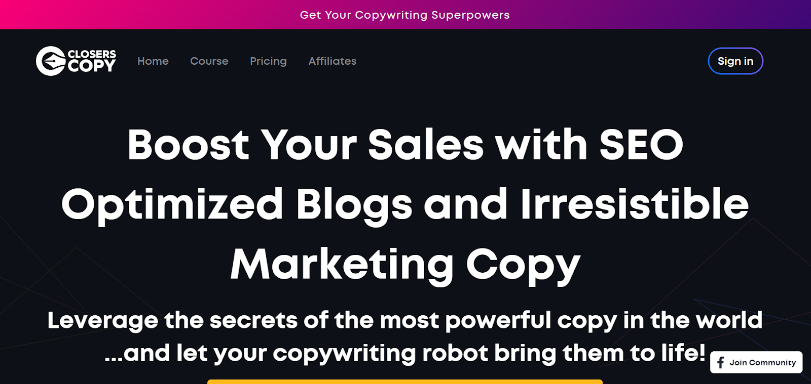 CloserCopy Homepage
