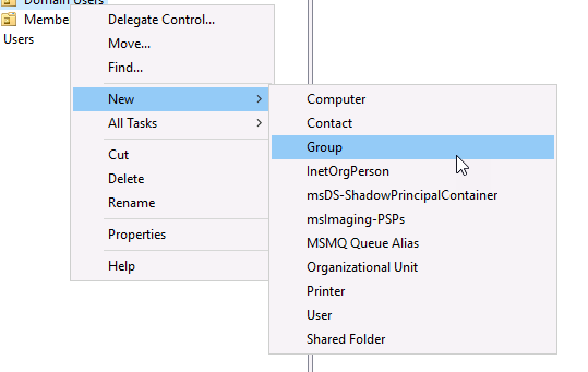 Create new Active Directory Group