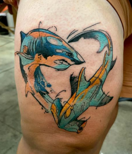 Shark Watercolor Tattoo