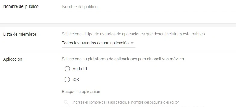 listas de remarketing Google Adwords para aplicaciones