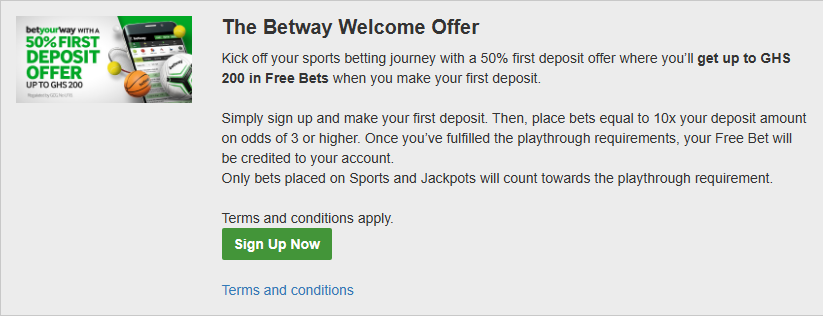 BetWay Welcome Bonus