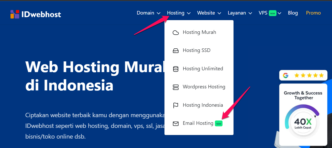 Cara Order Email Hosting IDwebhost